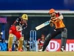 Manish Pandey of Sunrisers Hyderabad plays a shot during Indian Premier League cricket match between Sunrisers Hyderabad and Royal Challengers Bangalore at the M. A. Chidambaram Stadium, in Chennai, Wednesday, April 14, 2021.