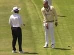 Umpire has a chat with Rahul Chahar.&nbsp;