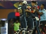 Gujarat Titans' players after six-wicket win over Punjab Kings