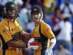 Andrew Symonds (L) and Michael Clarke.