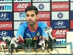 Bhuvneshwar Kumar addresses the press ahead of 2nd T20I