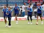 Indian players during a practice session.
