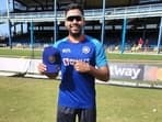 Avesh Khan poses for a picture before his ODI debut