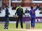 Deepti Sharma appeals to umpire after running out Charlie Dean