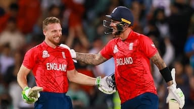 Jos Buttler and Alex Hales chased down a target of 169 to give England an extraordinary 10-wicket win over India in the semi-final. 
