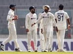 India's Jaydev Unadkat celebrates the dismissal of Bangladesh's skipper Shakib Al Hasan during the Day 3 of the 2nd Test match between Bangladesh and India, at Shere Bangla National Stadium, in Dhaka on Saturday. (ANI Photo)