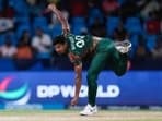 Bangladesh's Mustafizur Rahman bowls during the men's T20 World Cup cricket match