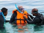 PM Modi snorkelling in Lakshadweep Island