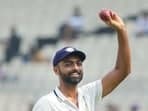 aydev Unadkat gestures after taking 6 wickets in the Ranji Trophy final 