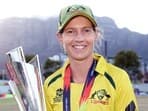 Cape Town, South Africa, Feb 26 (ANI): Australian skipper Meg Lanning with the trophy after winning the ICC Women's T20 World Cup 2023, at Newlands, in Cape Town on Sunday. (ANI Photo)