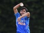 Ravi Bishnoi in action for the India U-19 team