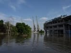 Streets are flooded in Kherson after the Kakhovka dam was blown up overnight.