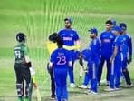 India A and Bangladesh A cricketers in a face-off