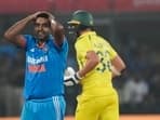 India's R Ashwin reacts during the second ODI cricket match between India and Australia, at Holkar Stadium