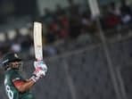 Tamim Iqbal plays a shot during the second one-day international (ODI) cricket match between Bangladesh and New Zealand 