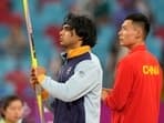 India's Neeraj Chopra prepares to compete during the men's javelin throw final at the 19th Asian Games in Hangzhou