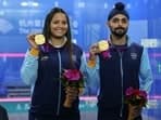 Indian squash pair of Dipika Pallikal and Harinder Pal Singh Sandhu clinch a gold medal in mixed doubles event at the ongoing Asian Games, in Hangzhou on Thursday
