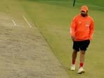 India's Rohit Sharma during practice 