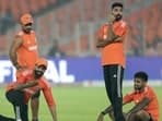Indian players during a practice session ahead of the ICC Men's Cricket World Cup 2023 final match against Australia at Narendra Modi Stadium in Ahmedabad on Saturday. (ANI)
