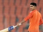 India's Shubman Gill during a practice session 