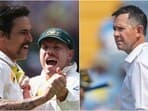 Ricky Ponting (R) spoke about Mitchell Johnson's scathing criticism of David Warner
