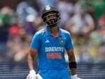 India's Ruturaj Gaikwad leaves the field after being dismissed 