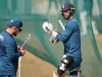 England's Ben Foakes attends a practice session ahead of their first Test match against India in Hyderabad