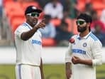 India's Ravichandran Ashwin and Ravindra Jadeja during the third day of first Test match between India and England at Rajiv Gandhi International Cricket Stadium