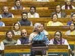Union finance minister Nirmala Sitharaman presents the Interim Budget 2024 in the Lok Sabha, at Parliament House in New Delhi, Thursday.