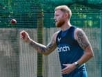 England's captain Ben Stokes during a practice session 