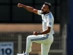 India's Akash Deep celebrates the wicket of England's Zak Crawley on Day 1 of the 4th Test match, at JSCA International Stadium Complex, in Ranchi on Friday
