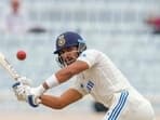 Dhruv Jurel plays a shot during the third day of the fourth Test between India and England