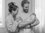 Kane Williamson with his wife and newborn