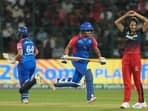 Delhi Capitals' Alice Capsey and Shafali Verma run between the wickets 