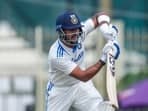 India's Dhruv Jurel plays a shot