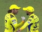 Ruturaj having a word with MS Dhoni during CSK's match against GT 