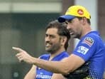 Stephen Fleming (R) with MS Dhoni