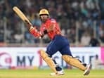 Shashank Singh plays a shot during the match against Gujarat Titans in the Indian Premier League (IPL) 2024
