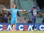 Lucknow Super Giants' Ravi Bishnoi and fielding coach Jonty Rhodes during the match against Gujarat Titans in the Indian Premier League (IPL) 2024