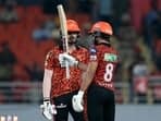 Sunrisers Hyderabad's Nitish Reddy celebrates his half-century 