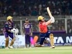 Punjab Kings' Jonny Bairstow plays a shot against Kolkata Knight Riders in the Indian Premier League 2024, at Eden Gardens in Kolkata on Friday
