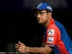 Delhi Capitals's mentor Sourav Ganguly reacts during the Indian Premier League (IPL) Twenty20 cricket match