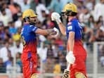 Royal Challengers Bengaluru's Will Jacks and Virat Kohli celebrate their partnership during the match against Gujarat Titans in the Indian Premier League 2024.