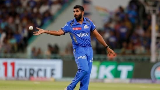 Mumbai Indians' Jasprit Bumrah catches the ball before bowling a delivery during the Indian Premier League cricket match between Lucknow Super Giants and Mumbai Indians in Lucknow, India, Tuesday, April 30, 2024. (AP Photo/Pankaj Nangia)