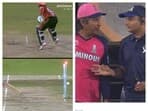Kumar Sangakkara fumes at the umpire after controversial decision
