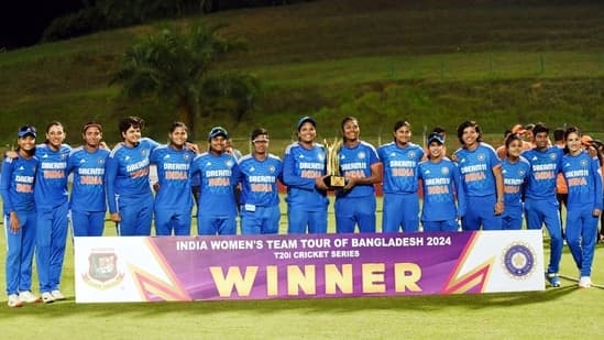 Indian team with the trophy