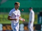 England's James Anderson prepares to bowl during the third day of the fifth and last Test cricket match between India and England