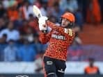 Sunrisers Hyderabad's Abhishek Sharma plays a shot during the match against Punjab Kings in the Indian Premier League 2024