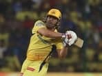 Chennai Super Kings' MS Dhoni plays a shot during the Indian Premier League cricket match between Royal Challengers Bengaluru and Chennai Super Kings in Bengaluru.
