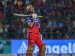 Royal Challengers Bengaluru's Glenn Maxwell reacts after being dismissed
